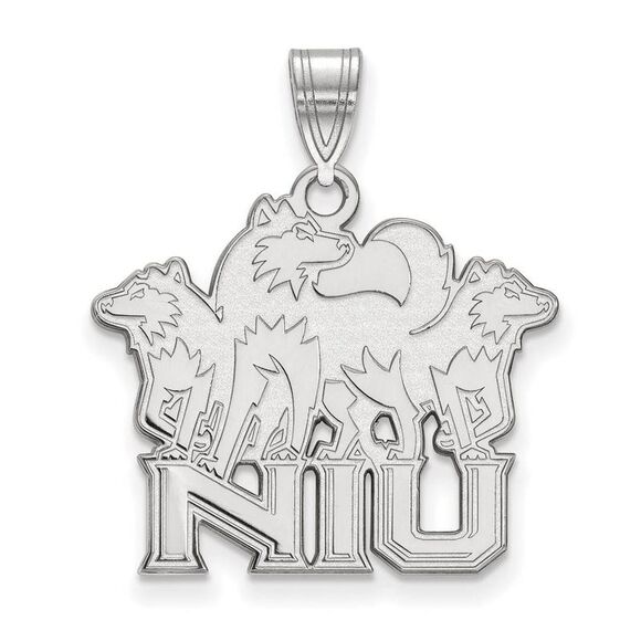 14k White Gold Northern Illinois U. Large Logo Pendant